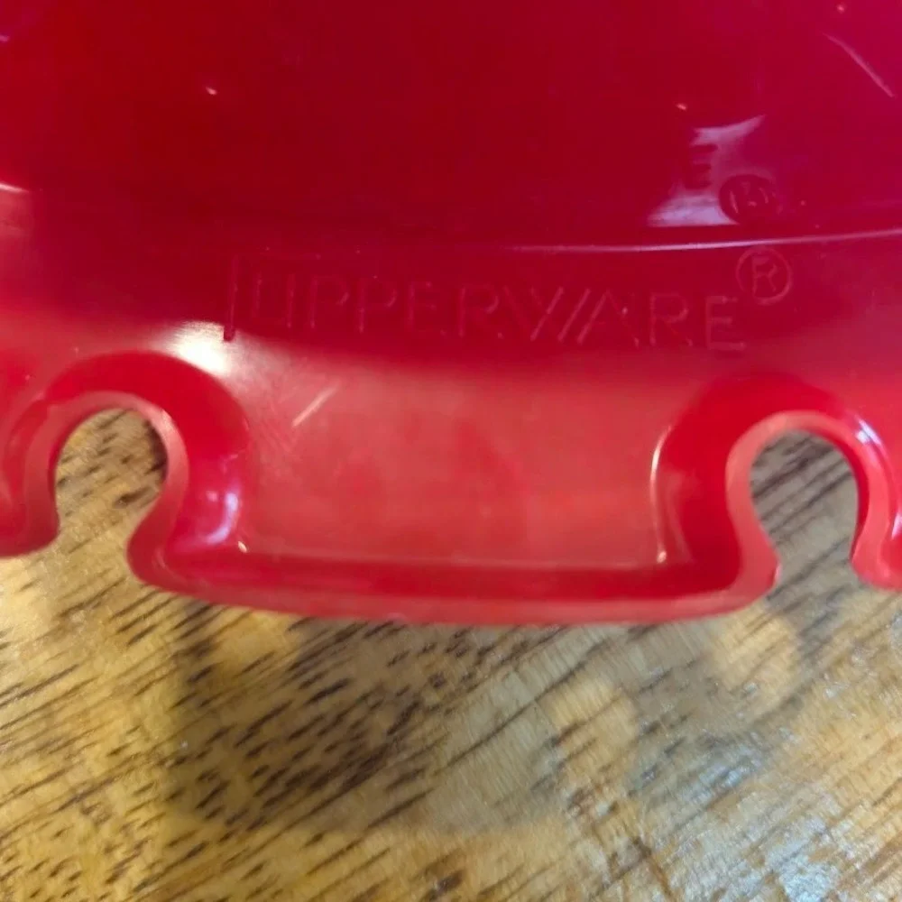 Vintage Tupperware Red Divided Serving Tray Candy Veggie Fruit Meat Cheese w Lid